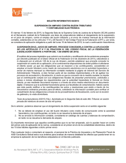 BOLET&Iacute;N INFORMATIVO 04/2015 SUSPENSION EN AMPARO