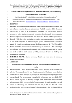 Evaluaci&oacute;n sensorial y de color de pi&ntilde;a