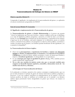 M&oacute;dulo IV: Transversalizaci&oacute;n del Enfoque de G&eacute;nero en INDAP