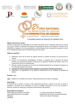 Y REUNI&Oacute;N ANUAL DE ENLACES DE G&Eacute;NERO 2015