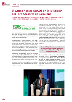 El Grupo Asesor ADADE en la IV Edici&oacute;n del Foro Asesores de