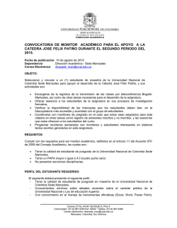 convocatoria de monitor acad&eacute;mico para el apoyo a la catedra jose