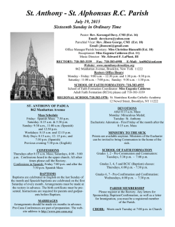 Bulletin 07-19-15 - St. Anthony &ndash; St. Alphonsus