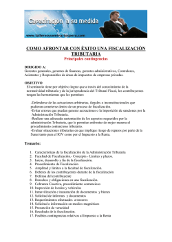 TEMARIO: COMO AFRONTAR UNA FISCALIZACION