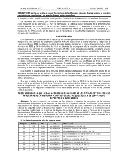 Resoluci&oacute;n IMMEX suspendidos 2015