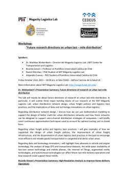Workshop: &ldquo;Future research directions on urban last mile distribution&rdquo;