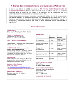 X Curso Interdisciplinario de Cuidados Paliativos