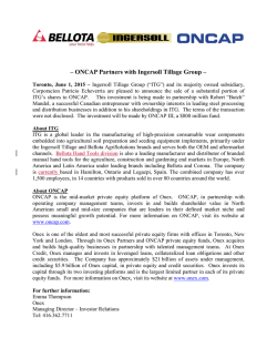 &ndash; ONCAP Partners with Ingersoll Tillage Group &ndash;