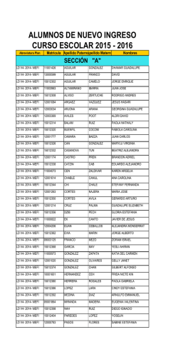 ALUMNOS DE NUEVO INGRESO CURSO ESCOLAR 2015