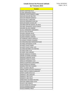 Listado General de Personal Jubilado 3er Trimestre 2015