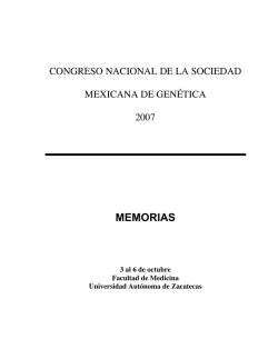 MEMORIAS - Sociedad Mexicana de Gen&eacute;tica, AC