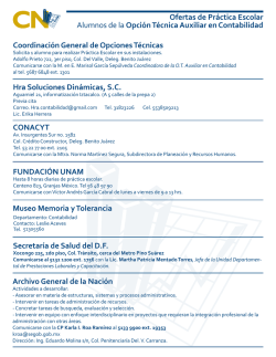 Secretar&iacute;a de Salud del D.F. Ofertas de Pr&aacute;ctica Escolar Alumnos de