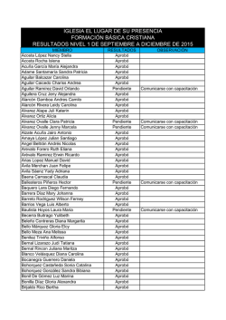 Nivel 1 - diciembre 2015 - Iglesia Cristiana El Lugar de Su Presencia