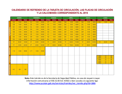 Calendario Tarjeta de Circulaci&oacute;n