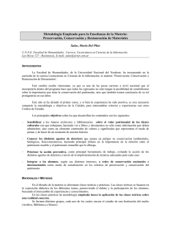 Metodolog&iacute;a Empleada para la Ense&ntilde;anza de la Materia