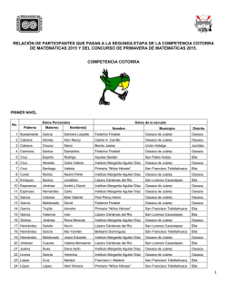 1 relaci&oacute;n de participantes que pasan a la segunda etapa de la