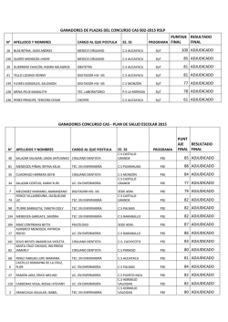 GANADORES DE PLAZAS DEL CONCURSO CAS 002