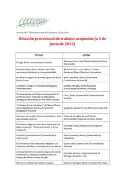 Trabajos aceptados a 4 de junio