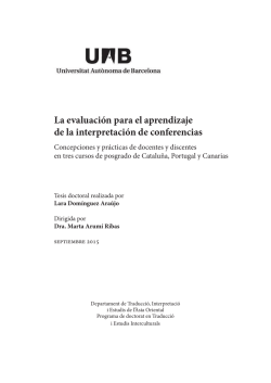 La evaluaci&oacute;n para el aprendizaje de la interpretaci&oacute;n de