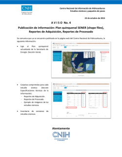 A V I S O  No. 4 Publicaci&oacute;n de informaci&oacute;n: Plan quinquenal