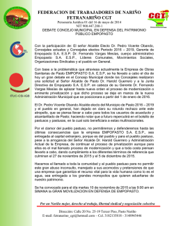 federacion de trabajadores de nari&ntilde;o fetranari&ntilde;o cgt