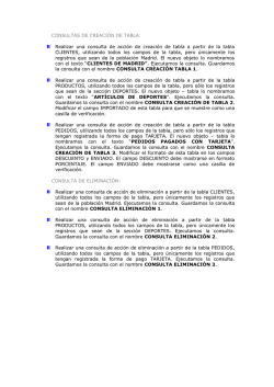 CONSULTAS DE CREACI&Oacute;N DE TABLA: Realizar una consulta de