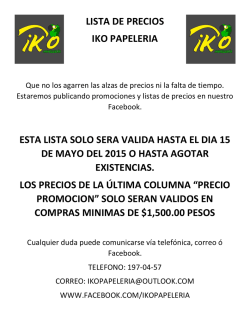 lista de precios iko papeleria esta lista solo sera