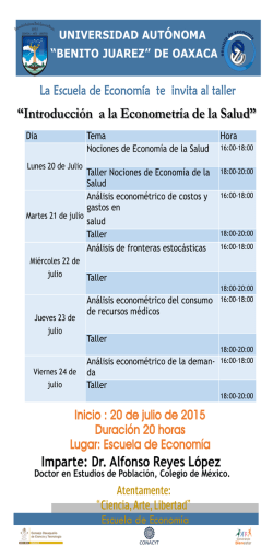 &ldquo;Introducci&oacute;n a la Econometr&iacute;a de la Salud&rdquo;