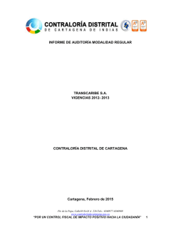 Informe De Auditoria Modalidad Regular TRANSCARIBE S.A.