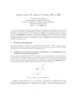Algebra Lineal -III:&acute;Algebra Vectorial en R2 and R3