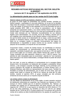 RESUMEN NOTICIAS DESTACADAS DEL SECTOR