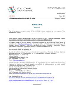 G/TBT/N/MEX/254/Add.1 6 March 2015 (15