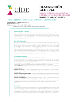 Carrera Licenciatura en Finanzas Internacionales
