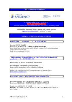 Bolet&iacute;n de ofertas de empleo privado de Sanxenxo (18/02/2016)