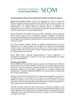 Posicionamiento SEOM - RD ensayos clinicos