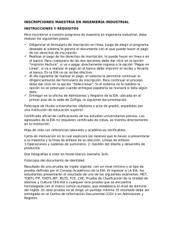 INSCRIPCIONES MAESTR&Iacute;A EN INGENIER&Iacute;A INDUSTRIAL