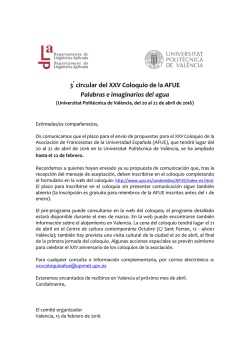 3 circular del XXV Coloquio de la AFUE Palabras e imaginarios del