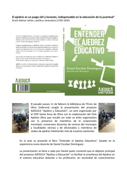 PDF. Presentaci&oacute;n del libro Entender el Ajedrez Educativo