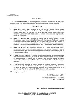 Orden del D&iacute;a - Asamblea de Madrid