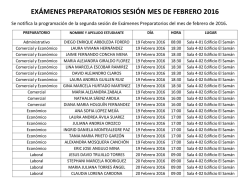 EX&Aacute;MENES PREPARATORIOS SESI&Oacute;N MES DE FEBRERO 2016