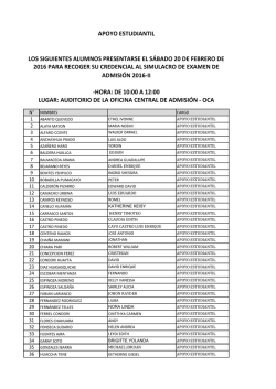 apoyo estudiantil los siguientes alumnos presentarse el s&aacute;bado 20