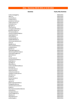 Altas - Dominios 08-02-2016 al 14-02-2016