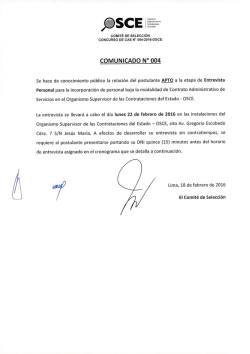 Comunicado N&deg; 004