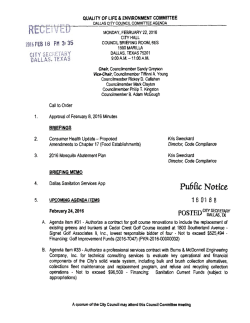 RECEn\iED - City of Dallas, City Secretary`s Office