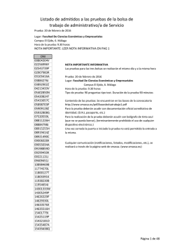 Listado definitivo de admitidos para la realizaci&oacute;n de las