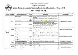 Mesas Extraordinarias de Espacios Curriculares Pendientes