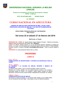 curso nacional en apicultura - Universidad Nacional Agraria La Molina