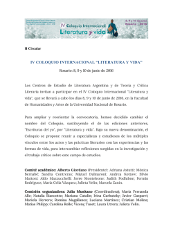 IV COLOQUIO INTERNACIONAL &ldquo;LITERATURA Y VIDA&rdquo;