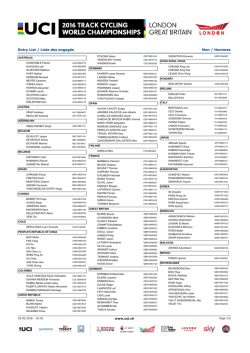 Entry list - Men Elite
