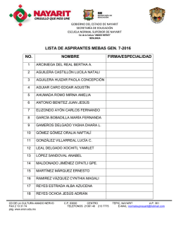 lista de aspirantes mebas gen. 7-2016 no. nombre firma/especialidad